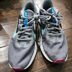 NIKE DOWNSHIFTER Womens Size 9.5 Black Gray Turquoise Purple Sneakers